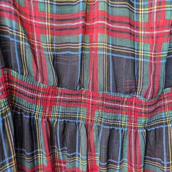 Jcrew Cinched-waist chiffon dress in Stewart tartan sz xl - Picture 7 of 7